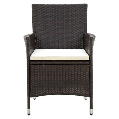 Set Mobili da Giardino 5 pz con Cuscini in Polyrattan Marrone
