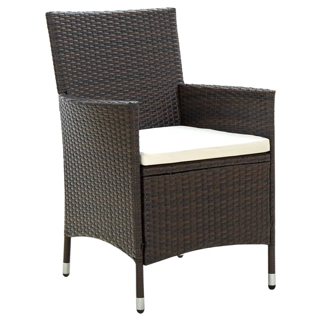 Set Mobili da Giardino 7 pz con Cuscini in Polyrattan Marrone
