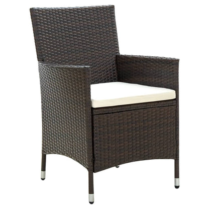 Set Mobili da Giardino 7 pz con Cuscini in Polyrattan Marrone