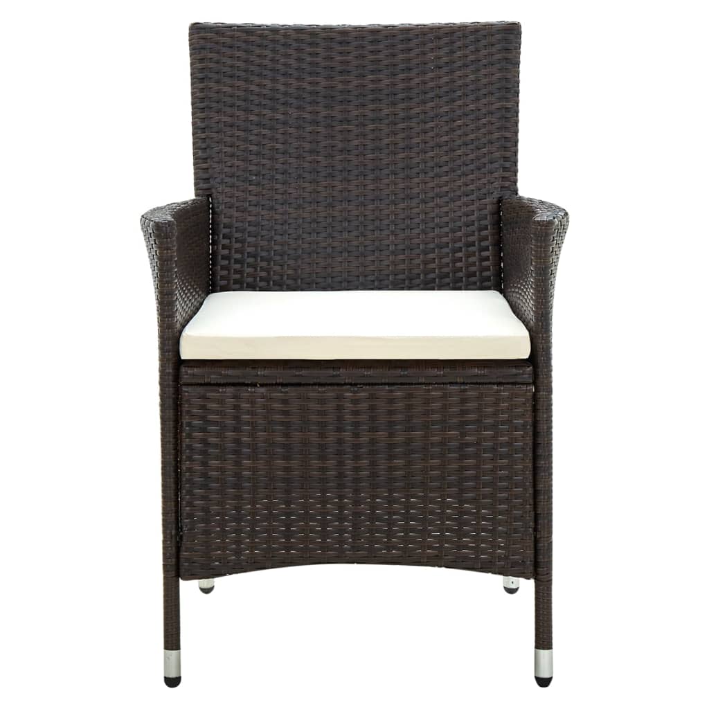 Set Mobili da Giardino 7 pz con Cuscini in Polyrattan Marrone