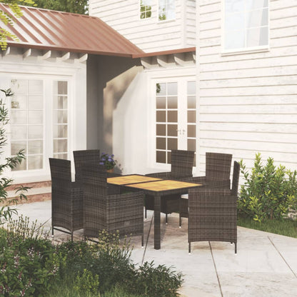 Set da Pranzo da Giardino 7 pz con Cuscini in Polyrattan Nero