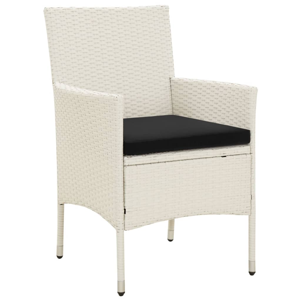 Set Mobili da Giardino 5 pz con Cuscini in Polyrattan Bianco