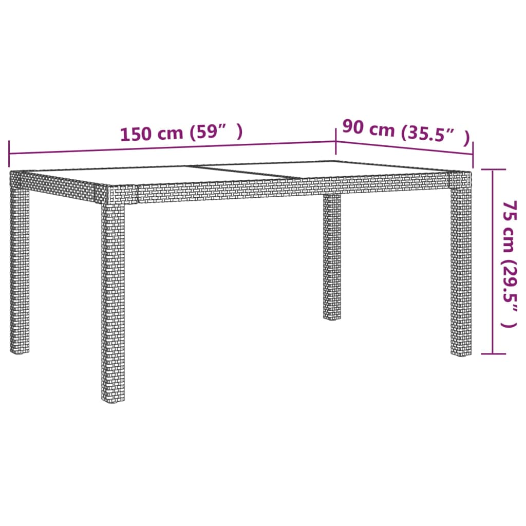 Set Mobili da Pranzo Giardino 5 pz con Cuscini Polyrattan Beige