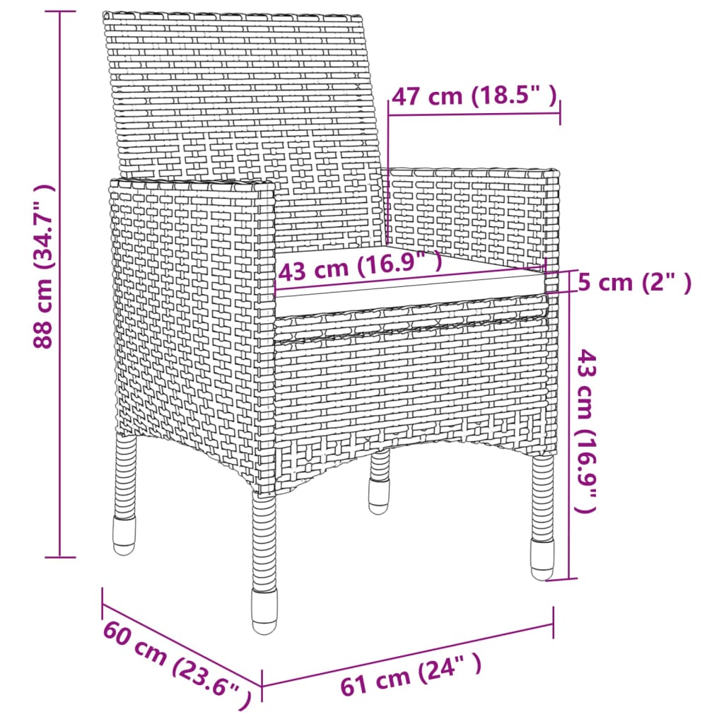 Set Mobili da Pranzo Giardino 7 pz con Cuscini Polyrattan Beige