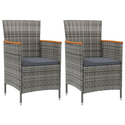 Set da Pranzo per Esterni 3 pz con Cuscini in Polyrattan Grigio