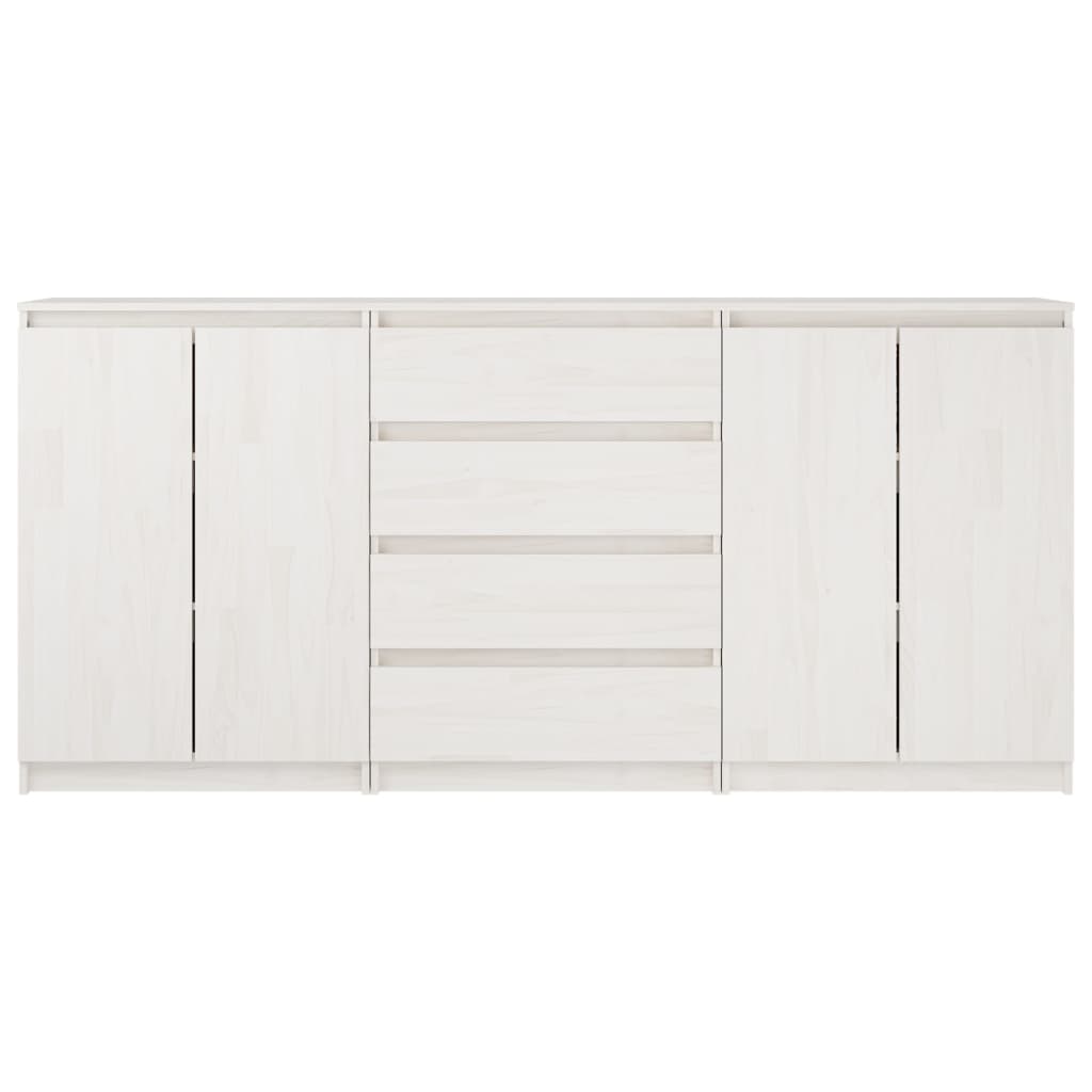 Credenze 3 pz in Legno Massello di Pino Bianco