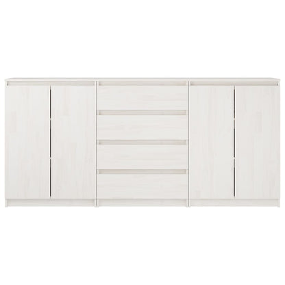 Credenze 3 pz in Legno Massello di Pino Bianco
