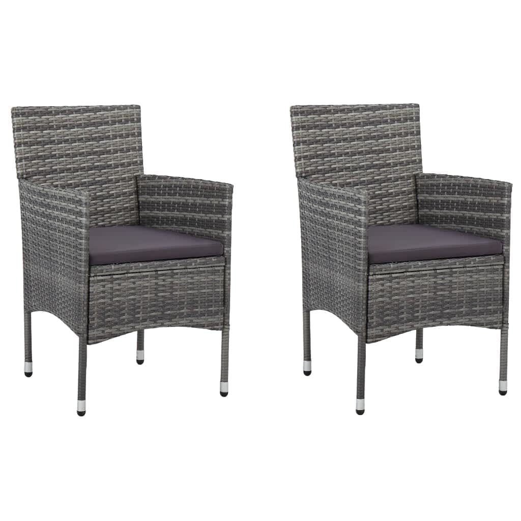 Set da Pranzo per Giardino 3 pz con Cuscini Polyrattan Grigio
