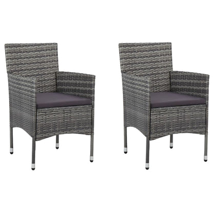 Set da Pranzo per Giardino 3 pz con Cuscini Polyrattan Grigio