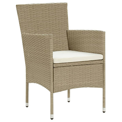 Set Pranzo da Giardino 9 pz con Cuscini in Polyrattan Beige
