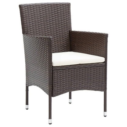 Set Pranzo da Giardino 9 pz con Cuscini in Polyrattan Marrone