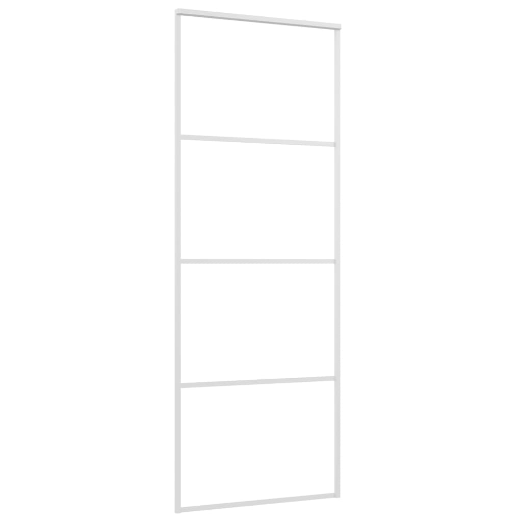 Porta Scorrevole in Vetro ESG e Alluminio 76x205 cm Bianca