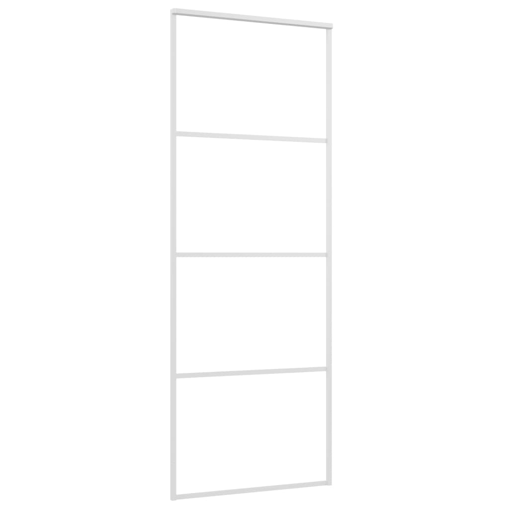 Porta Scorrevole in Vetro ESG e Alluminio 75x205 cm Bianca