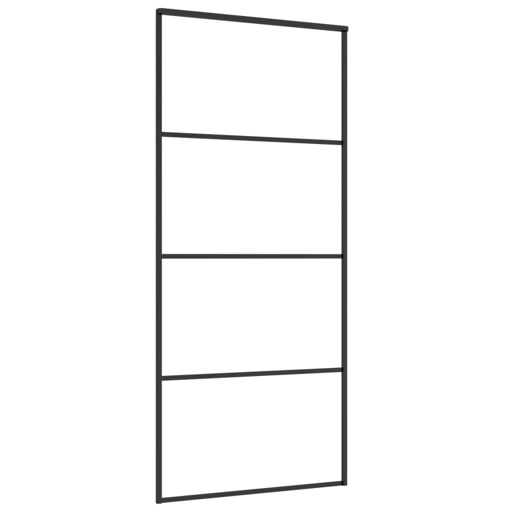 Porta Scorrevole Vetro Smerigliato ESG Alluminio 90x205 cm Nera