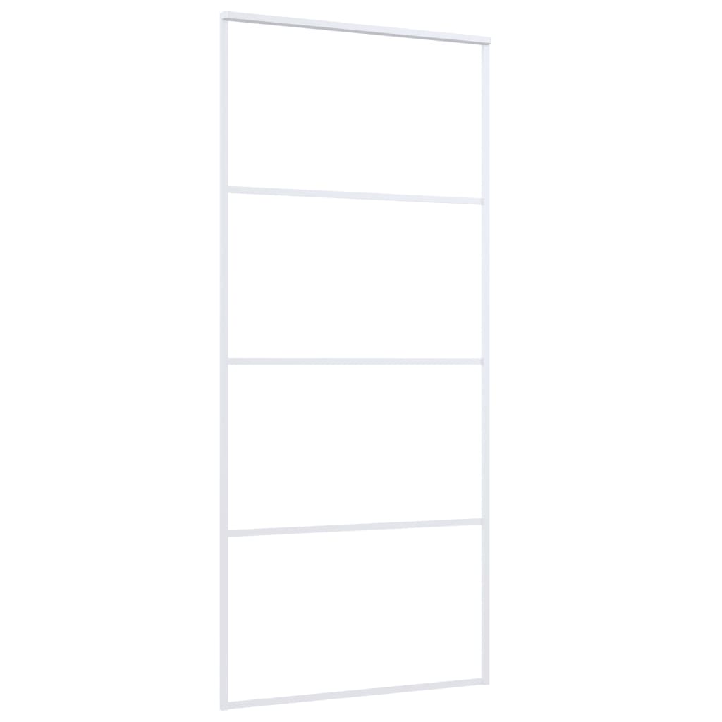 Porta Scorrevole in Vetro ESG e Alluminio 90x205cm Bianca