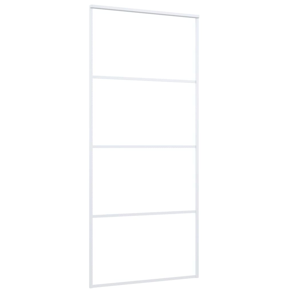 Porta Scorrevole in Vetro ESG e Alluminio 90x205 cm Bianca