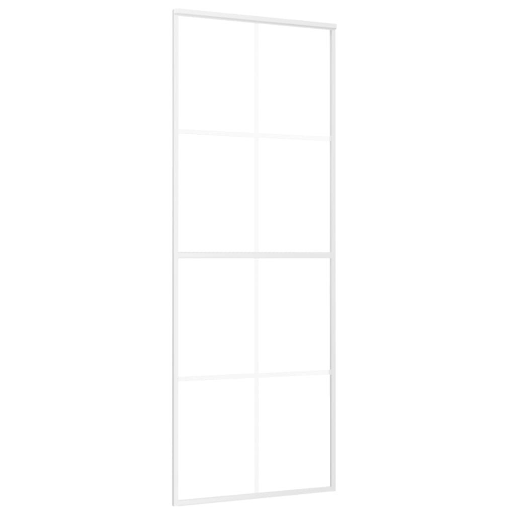 Porta Scorrevole in Vetro ESG e Alluminio 76x205 cm Bianca