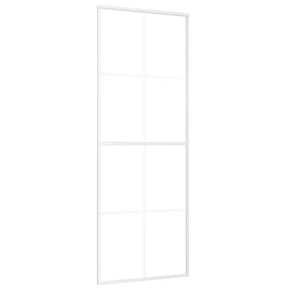 Porta Scorrevole in Vetro ESG e Alluminio 76x205 cm Bianca