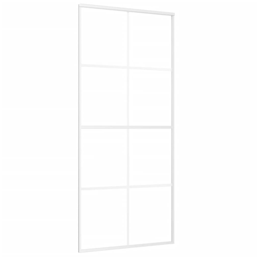 Porta Scorrevole in Vetro ESG e Alluminio 90x205 cm Bianca