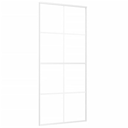 Porta Scorrevole in Vetro ESG e Alluminio 90x205 cm Bianca