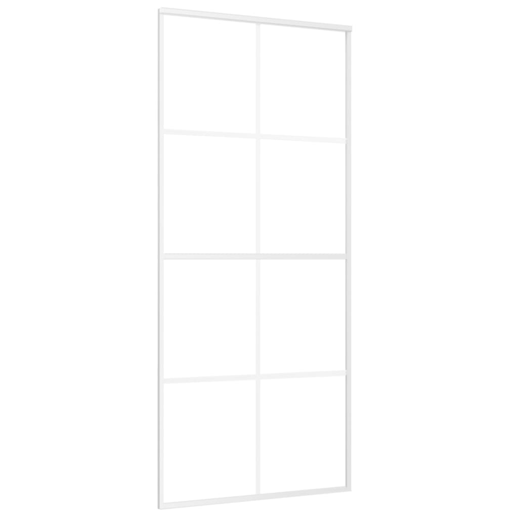 Porta Scorrevole in Vetro ESG e Alluminio 90x205 cm Bianca