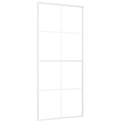 Porta Scorrevole in Vetro ESG e Alluminio 90x205 cm Bianca