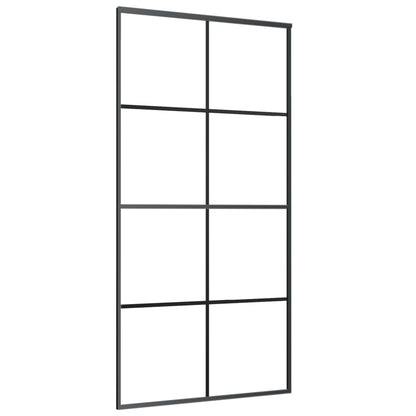 Porta Scorrevole Nera 102,5x205 cm in Vetro ESG e Alluminio