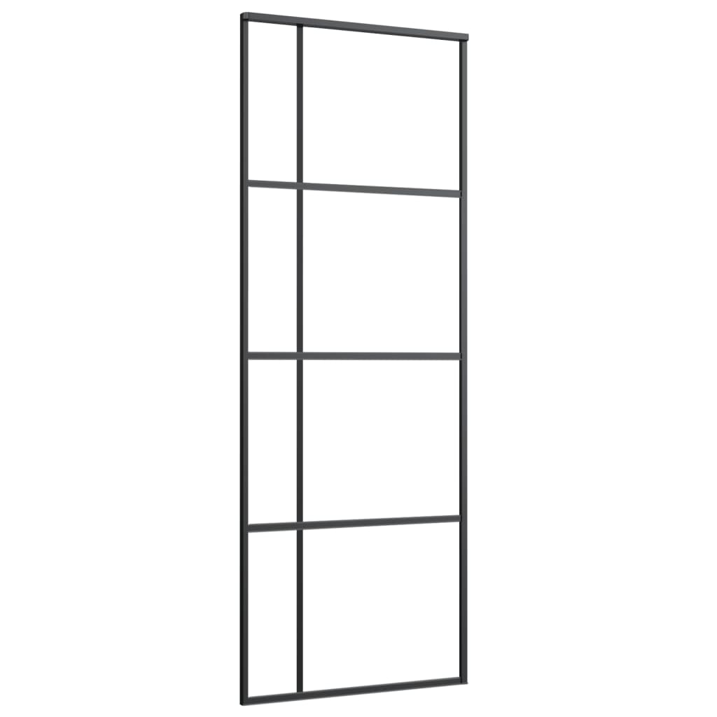 Porta Scorrevole ESG Vetro e Alluminio 76x205 cm Nera