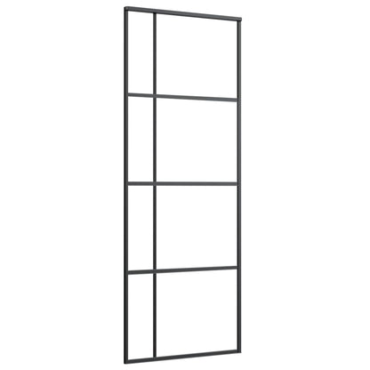 Porta Scorrevole ESG Vetro e Alluminio 76x205 cm Nera
