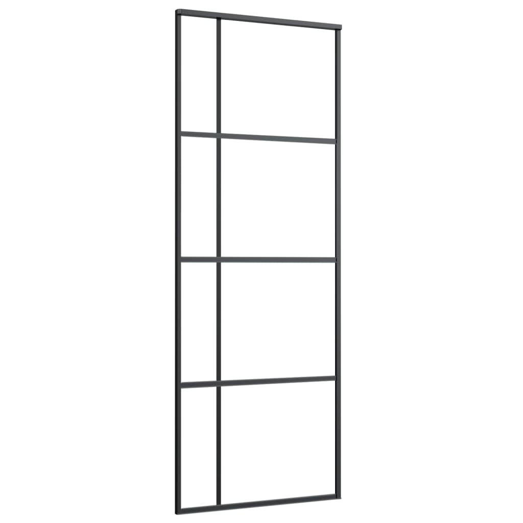 Porta Scorrevole Smerigliato ESG Vetro Alluminio 76x205 cm Nera