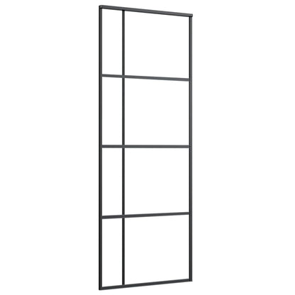Porta Scorrevole Smerigliato ESG Vetro Alluminio 76x205 cm Nera