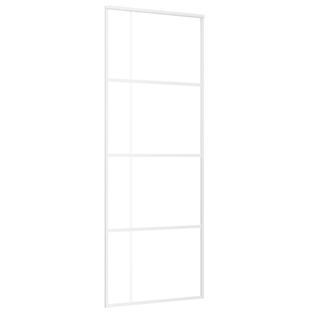 Porta Scorrevole ESG Vetro e Alluminio 75x205 cm Bianca