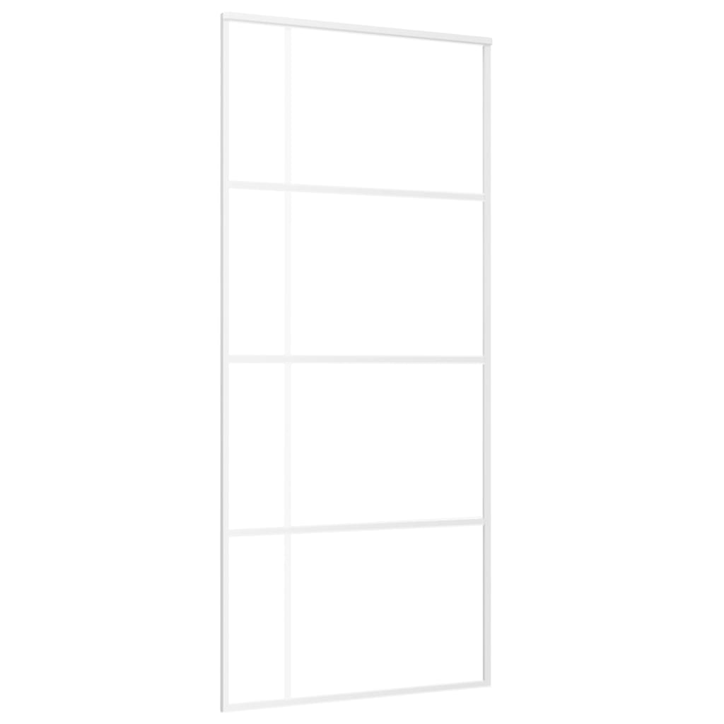 Porta Scorrevole in Vetro ESG e Alluminio 90x205 cm Bianca