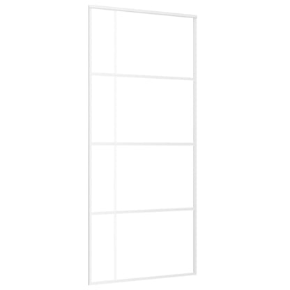 Porta Scorrevole in Vetro ESG e Alluminio 90x205 cm Bianca