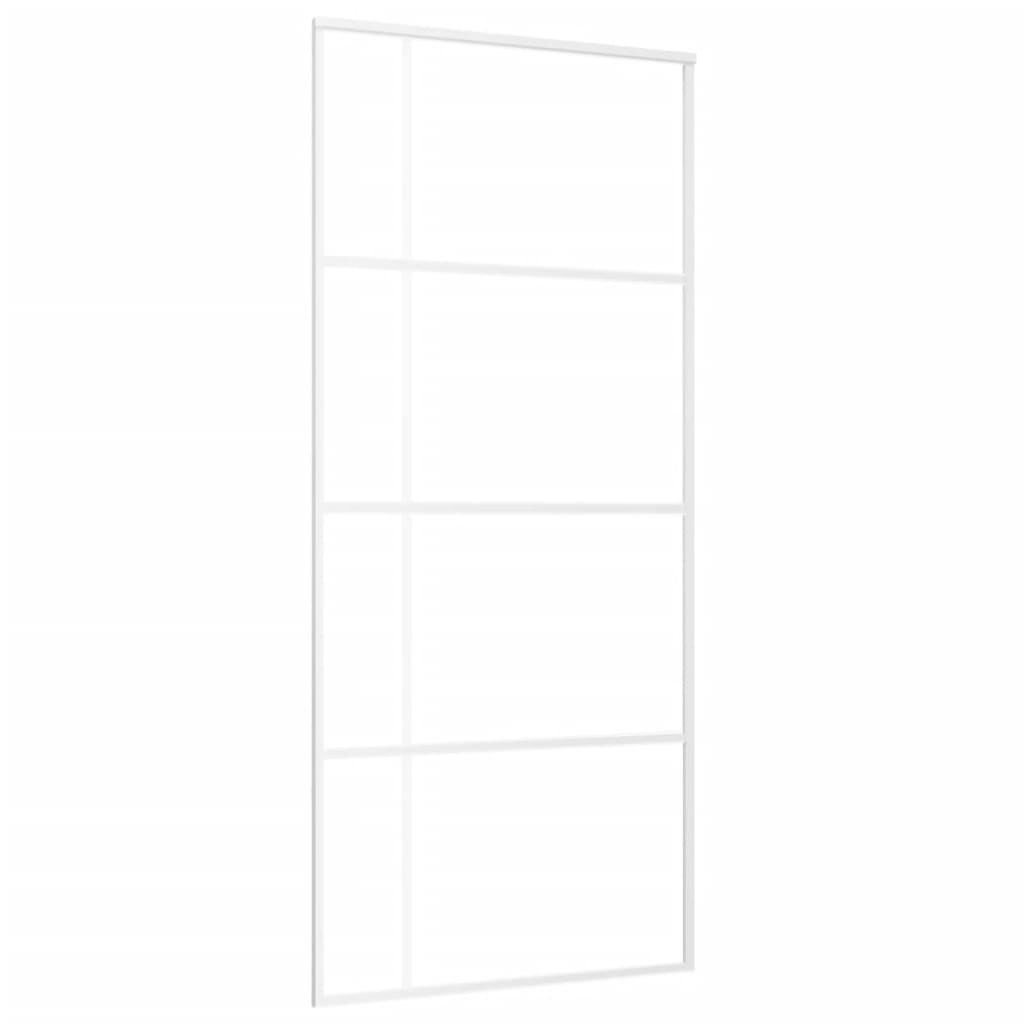 Porta Scorrevole in Vetro ESG e Alluminio 90x205 cm Bianca