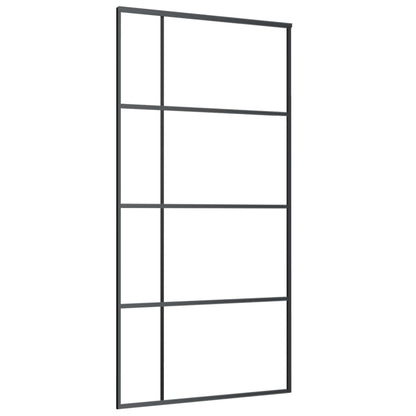 Porta Scorrevole in Vetro ESG e Alluminio 102,5x205 cm Nera