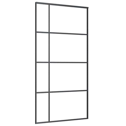 Porta Scorrevole in Vetro ESG e Alluminio 102,5x205 cm Nera