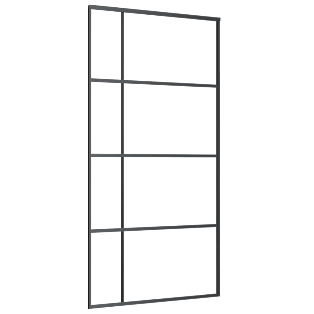 Porta Scorrevole in Vetro ESG e Alluminio 102,5x205 cm Nera