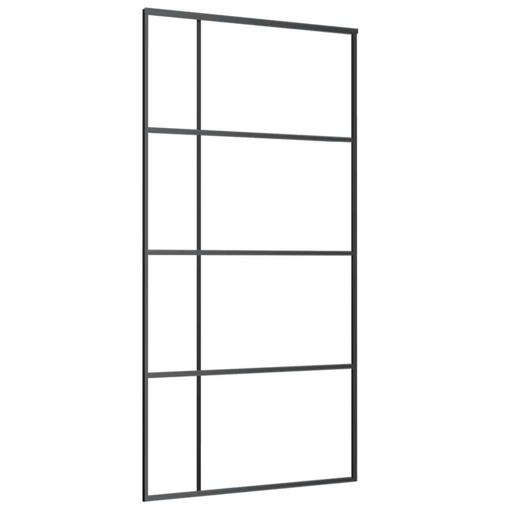 Porta Scorrevole in Vetro ESG e Alluminio 102,5x205 cm Nera
