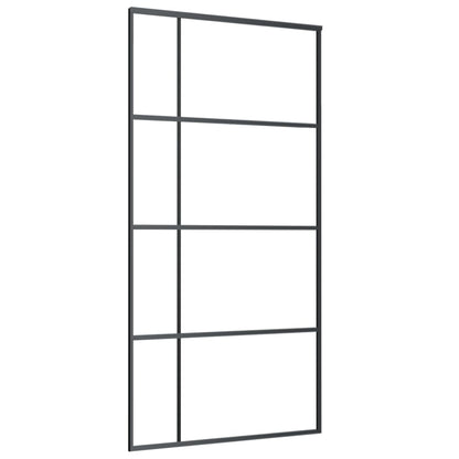 Porta Scorrevole in Vetro ESG e Alluminio 102,5x205 cm Nera
