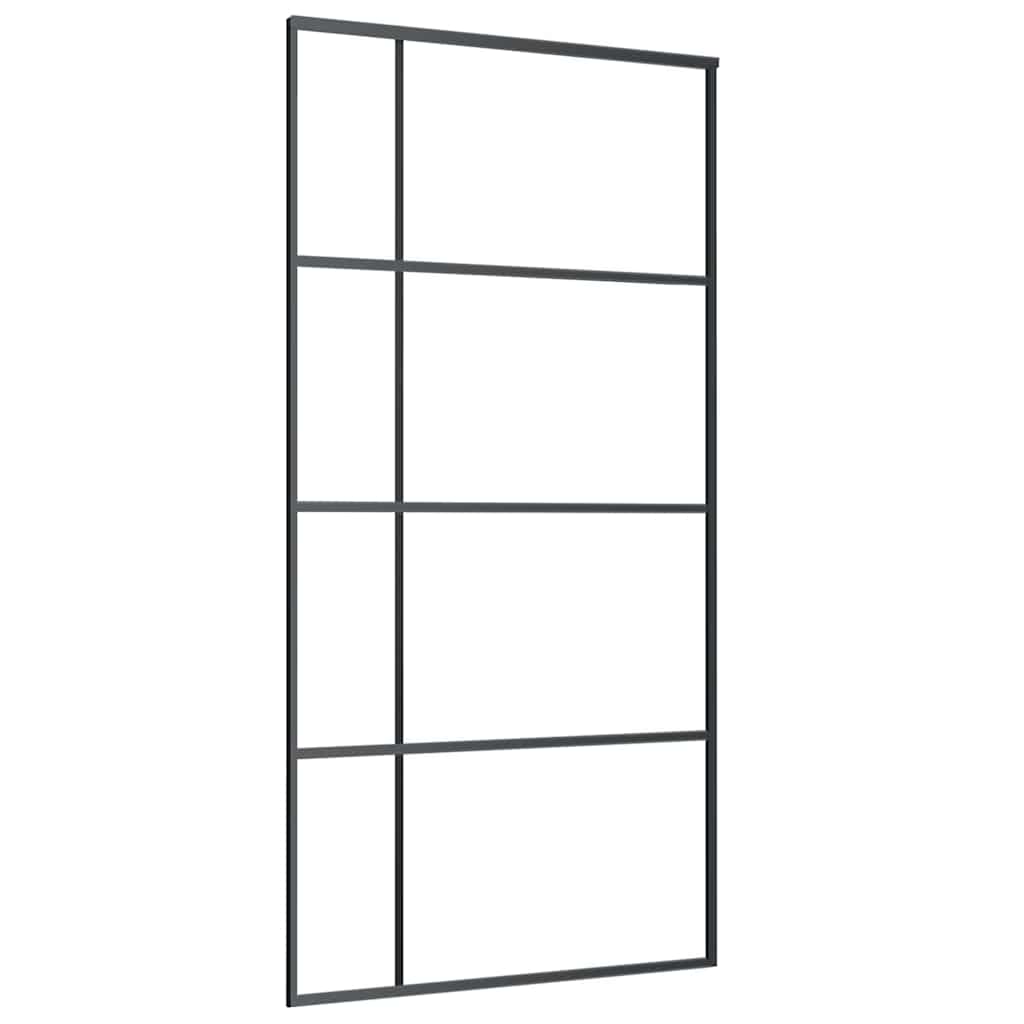 Porta Scorrevole in Vetro ESG e Alluminio 102,5x205 cm Nera