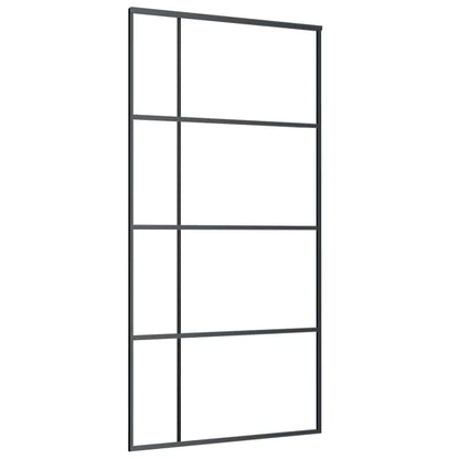 Porta Scorrevole in Vetro ESG e Alluminio 102,5x205 cm Nera