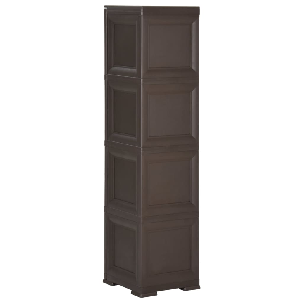 Armadietto in Plastica 40x43x164 cm Effetto Legno Marrone