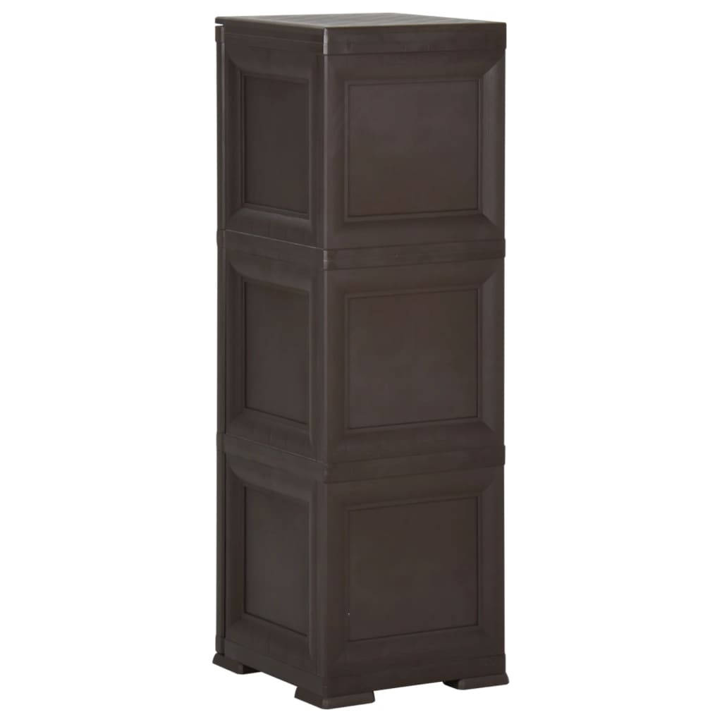 Armadietto in Plastica 40x43x125 cm Effetto Legno Marrone