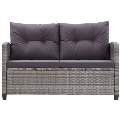 Set da Pranzo da Giardino 3 pz con Cuscini Grigio in Polyrattan
