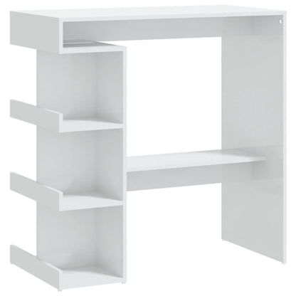 Tavolo da Bar con Ripiani Bianco Lucido 100x50x101,5 cm