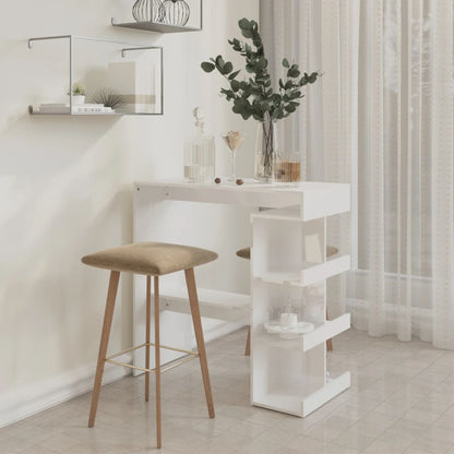 Tavolo da Bar con Ripiani Bianco Lucido 100x50x101,5 cm