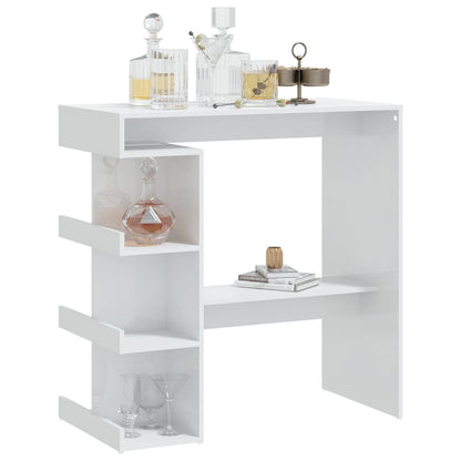 Tavolo da Bar con Ripiani Bianco Lucido 100x50x101,5 cm