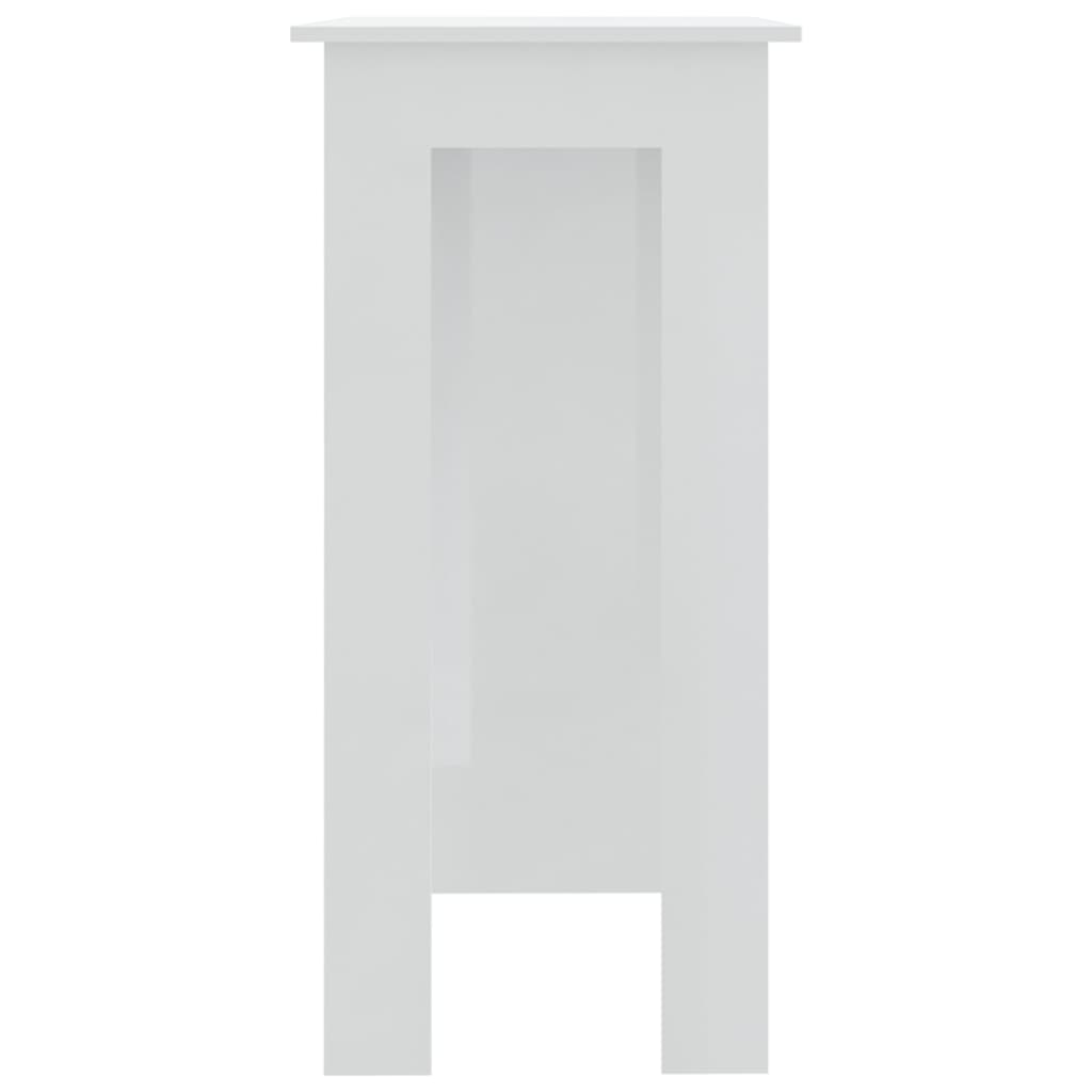 Tavolino da Bar con Ripiani Bianco Lucido 102x50x103,5 cm