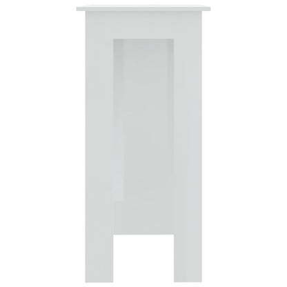Tavolino da Bar con Ripiani Bianco Lucido 102x50x103,5 cm